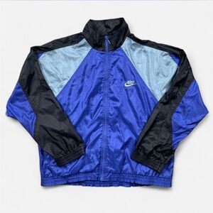 Vintage 90s Nike blue and black windbreaker jacket